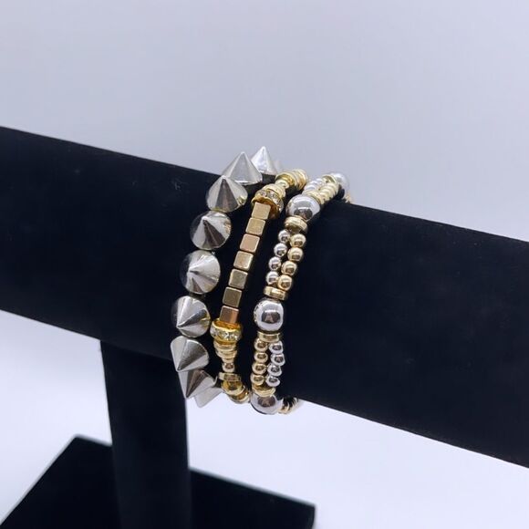NWT Wool + Pepper Co. Mixed Metals Bracelet Stack - Picture 3 of 3